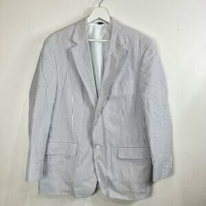 Mens Paul Fredrick Business Causal Suit Jacket White/Gray Striped 41 Regular 41R